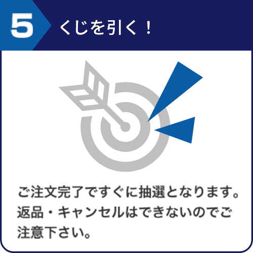 5.くじを引く！ご注文完了ですぐに抽選となります。返品・キャンセルはできないのでご注意下さい。